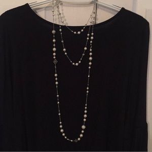 Stella & Dot Madeline Silver Pearl Necklace